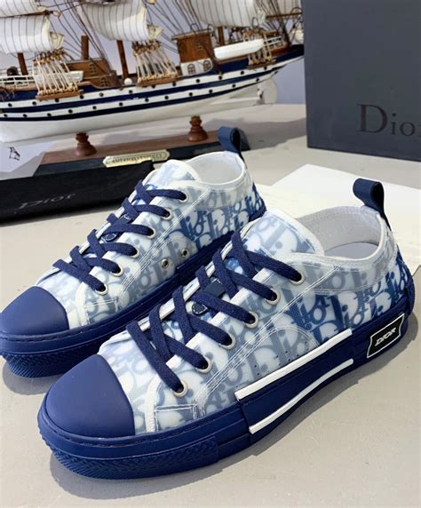 blue and white dior shoes|navy blue Dior sneakers.